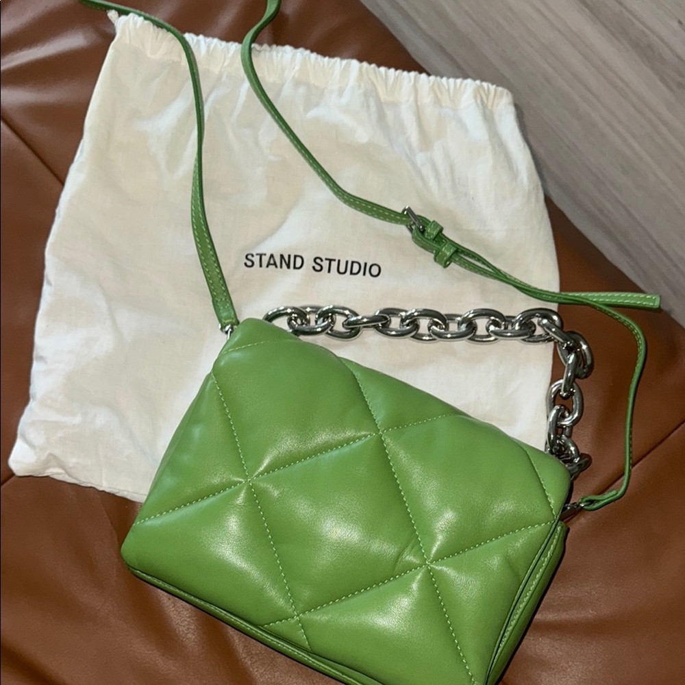 Stand Studio Green Crossbody Bag with Chain Strap